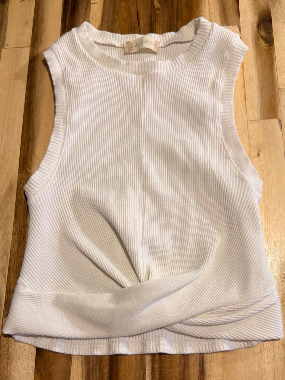 Altr’d State Sleeveless Twist-Front Ribbed Tank Top - White